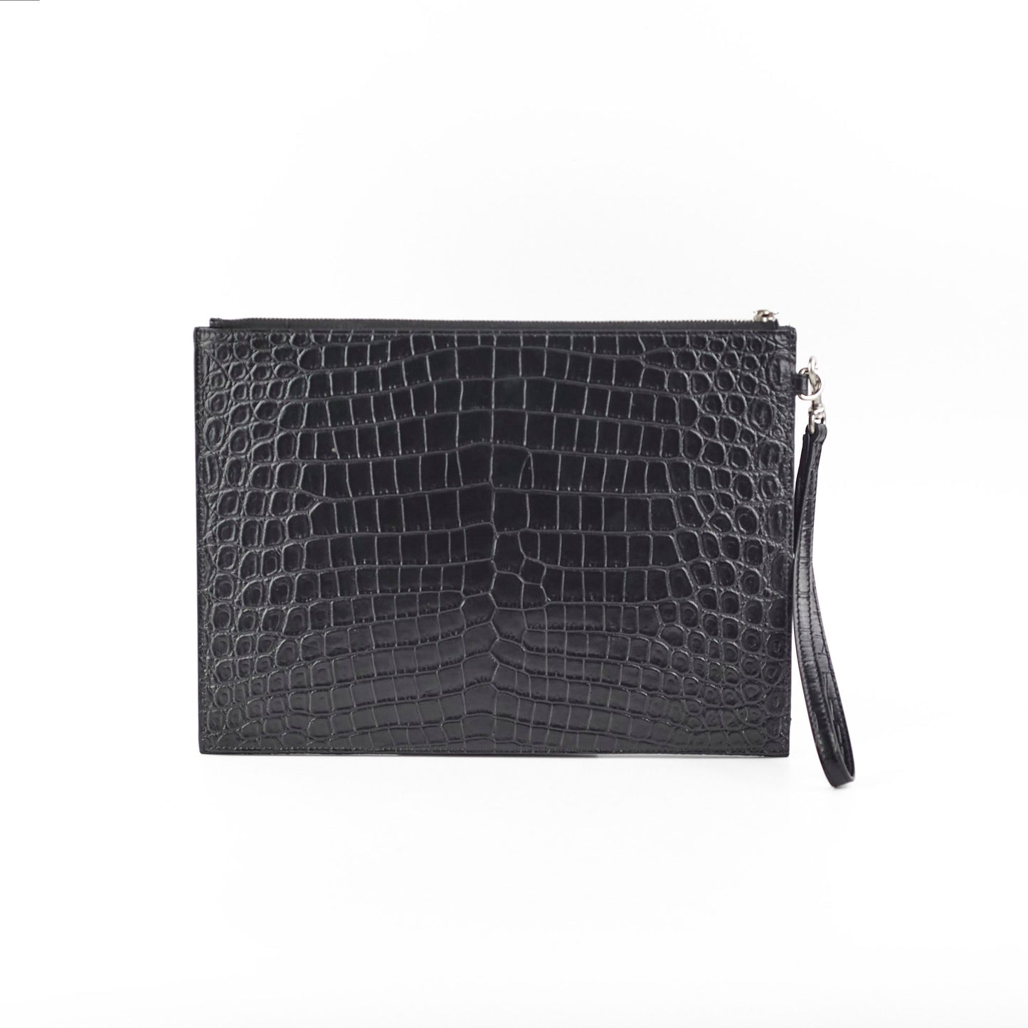 YSL Saint Laurent Croc Clutch Black Embossed Clutch Bag Embossed Black Clutch