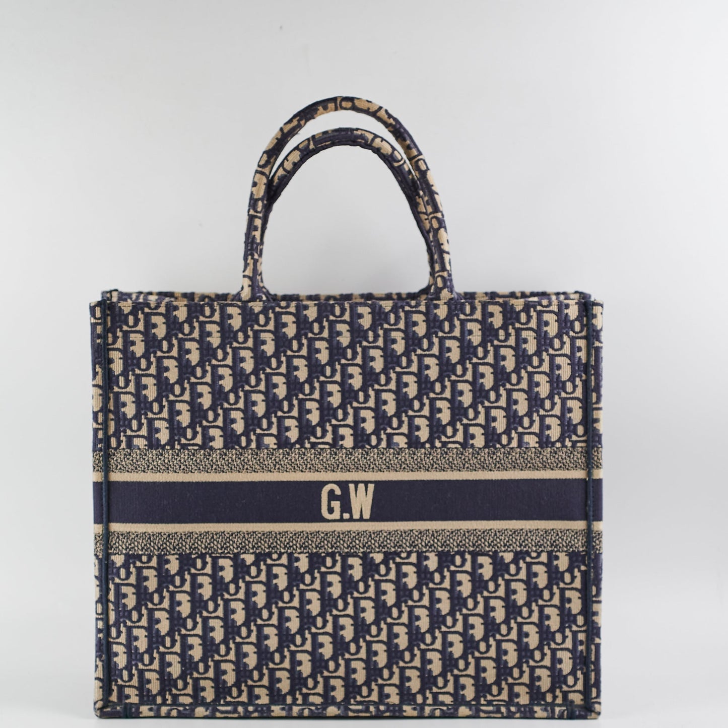 Dior Christian Oblique Book Tote Gw Initials Navy Shoulder Bag