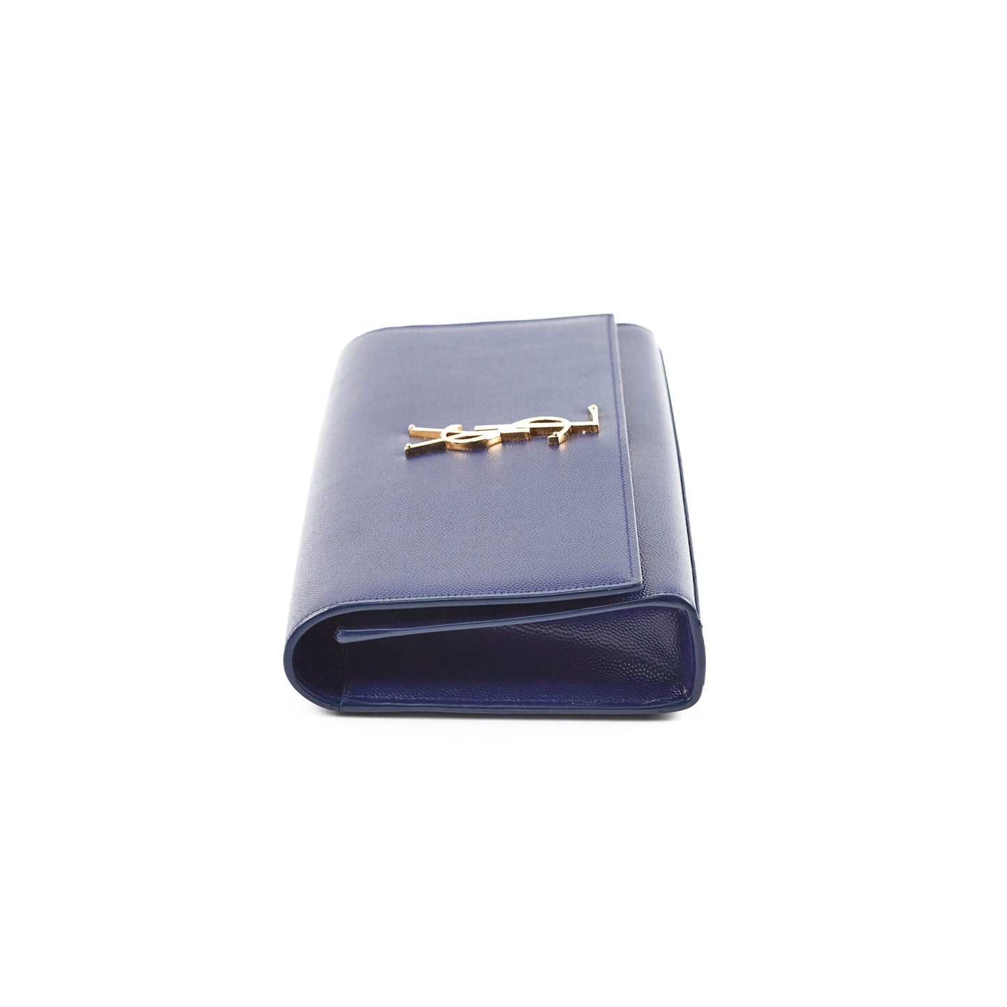 YSL Saint Laurent Long Grained Clutch Leather Blue Clutch Bag