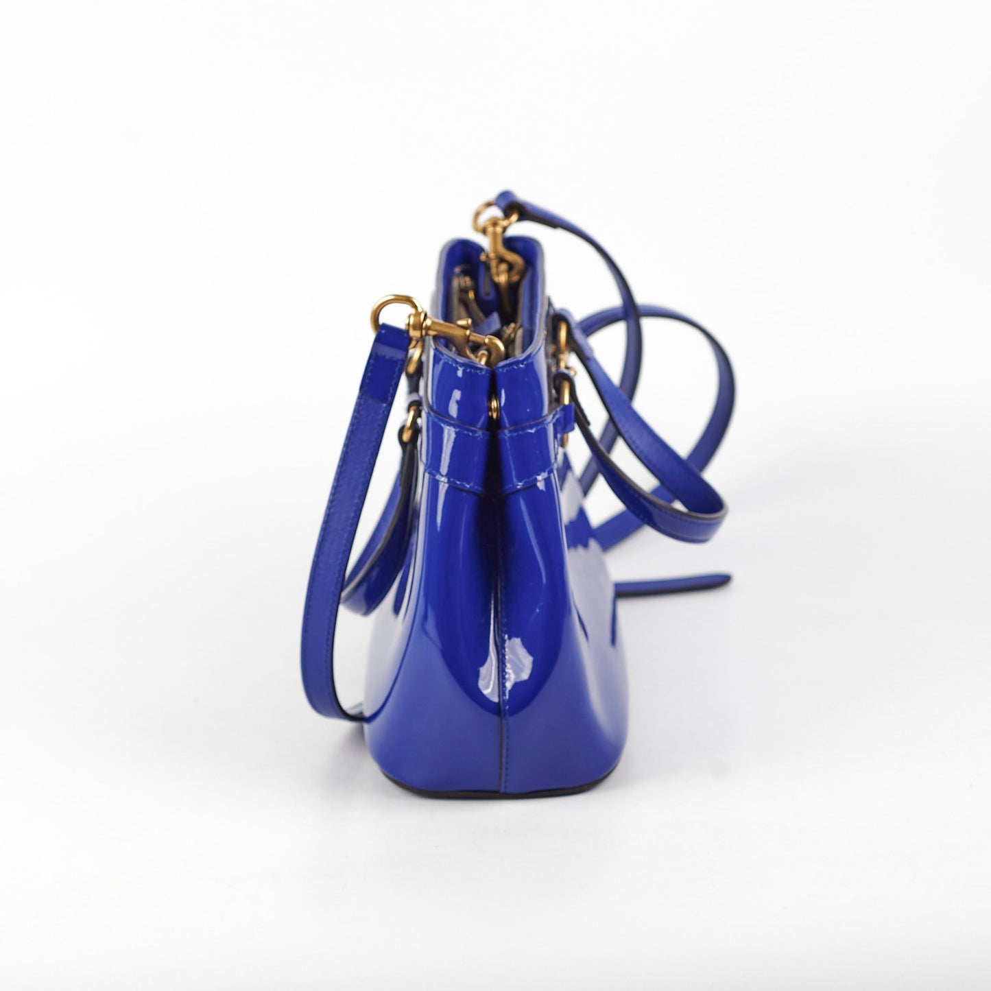 Gucci Patent Bright Bit Tote Blue Shoulder Bag
