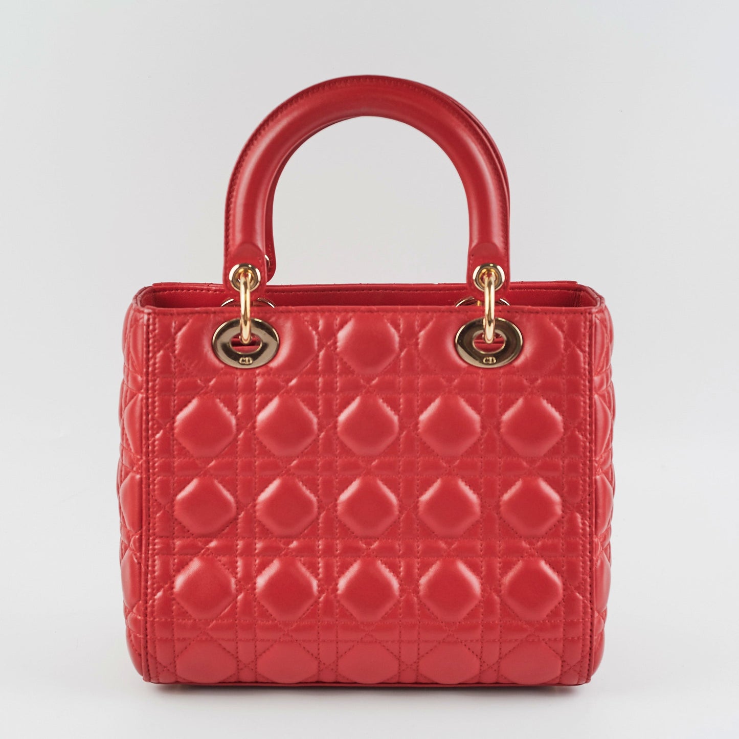 Dior Christian Lady Bag Lambskin Red Medium Shoulder Bag