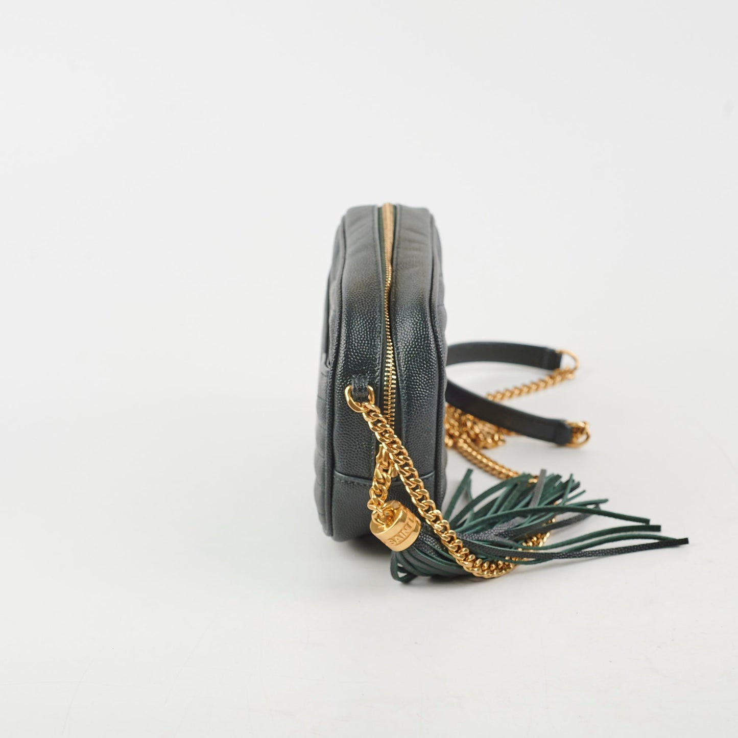 YSL Saint Laurent Kate Tassle Dark Crossbody Bag Green Small