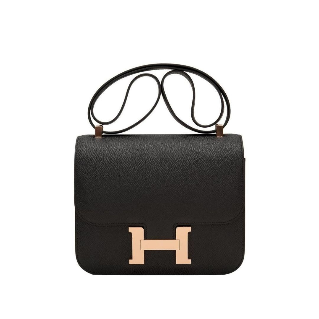 Gucci Hermes Constance Epsom Noir Hardware Handbag Gold Mini Travel Bag