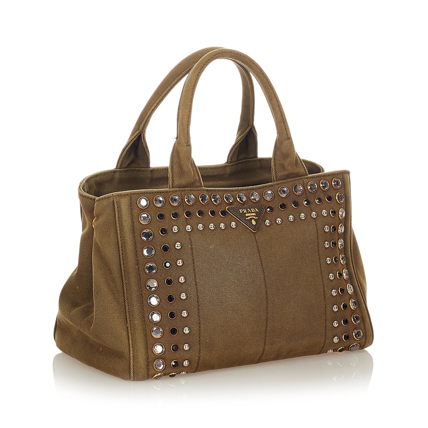 Prada Canapa Studded Satchel Canvas Satchel Bag Satchel Uptvf2Xot8Se7W72Ayr 1