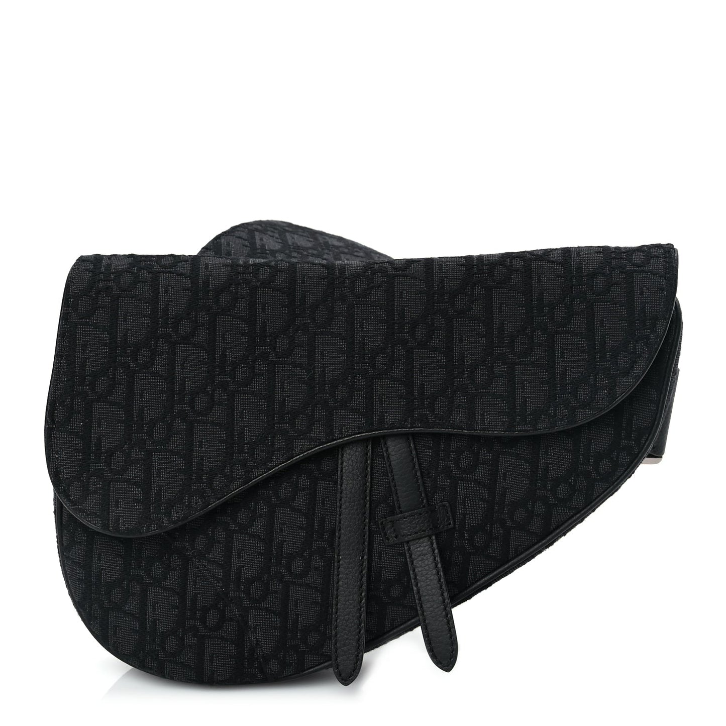 Dior Handbag Christian Oblique Mens Saddle Bag Canvas Black Blue Shoulder Bag