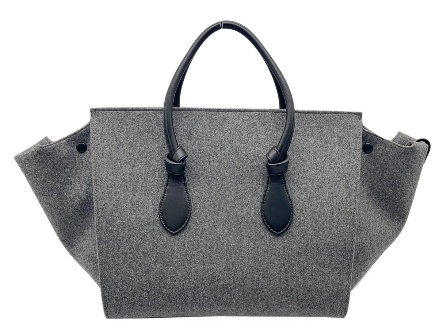 Tie Knot Felt Calfskin Tote Bag Grey Black