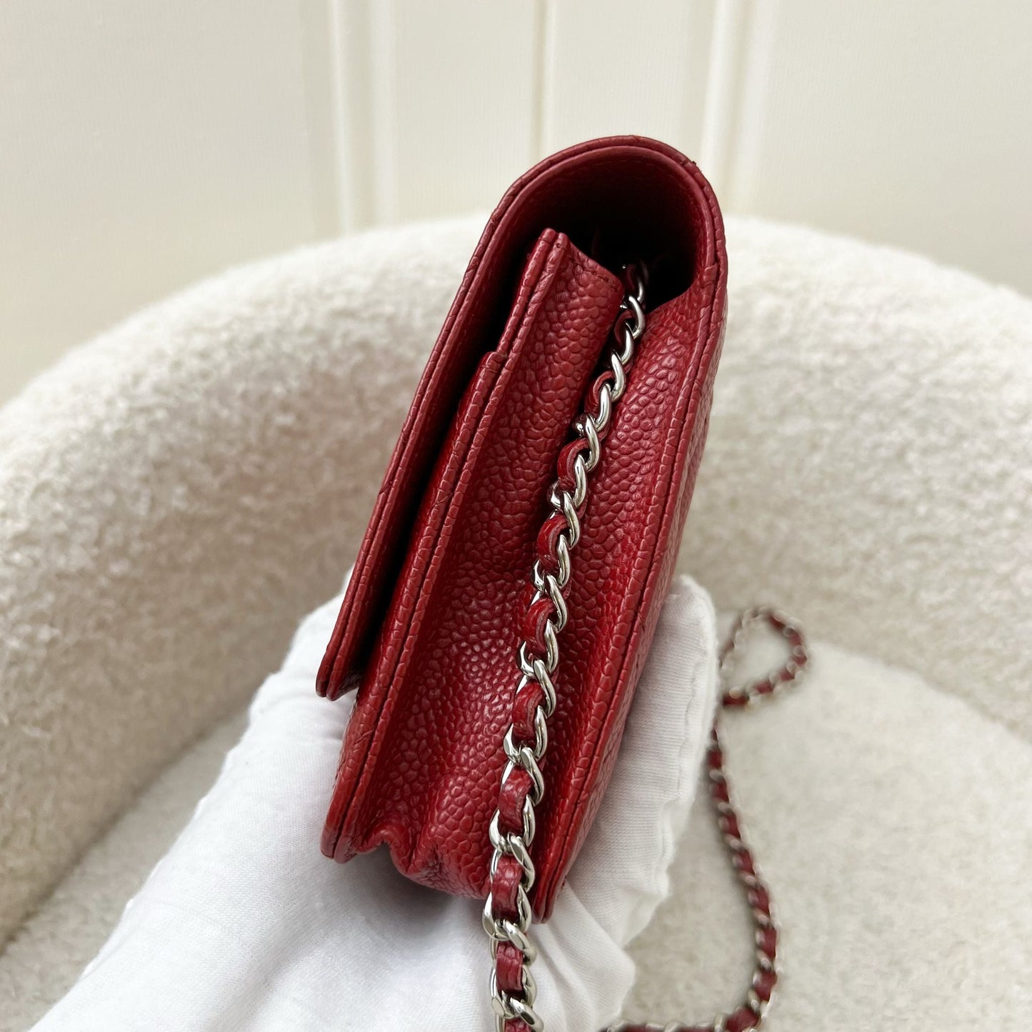 Chanel Classic Wallet on Chain WOC in Red Caviar and SHW Bag