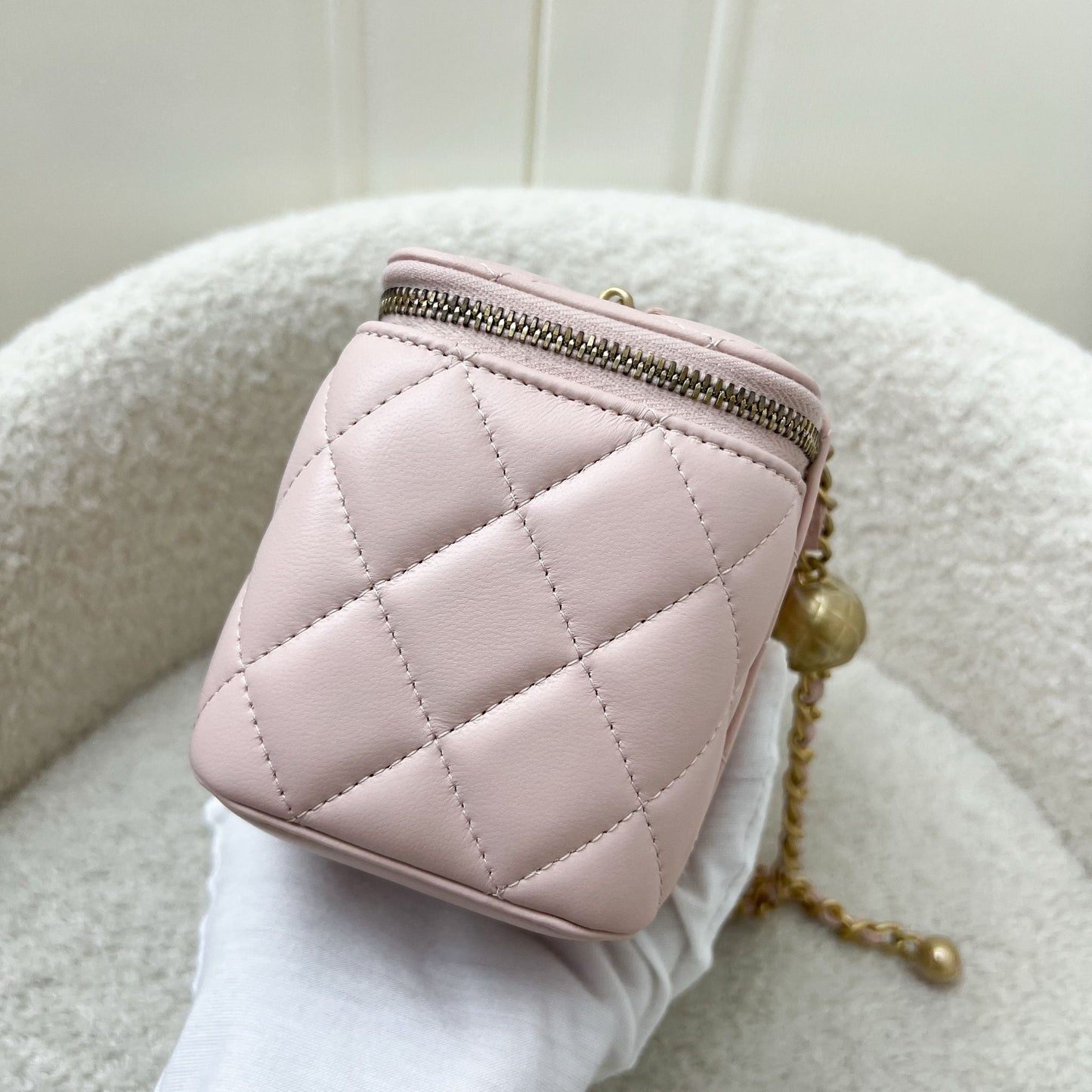 Chanel Pearl Crush Adjustable Chain Vanity in Pink Lambskin and AGHW