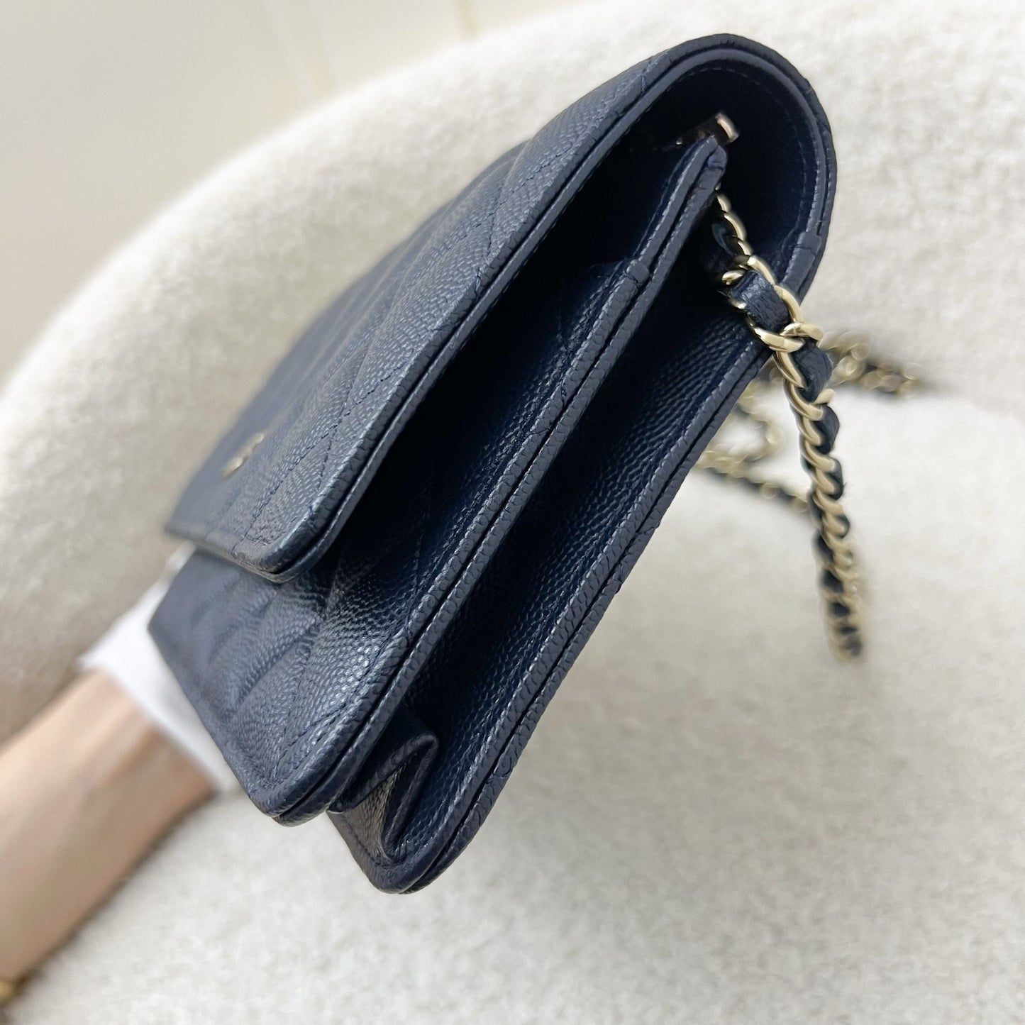 Chanel Classic Wallet on Chain WOC in Navy Blue Caviar and LGHW Bag