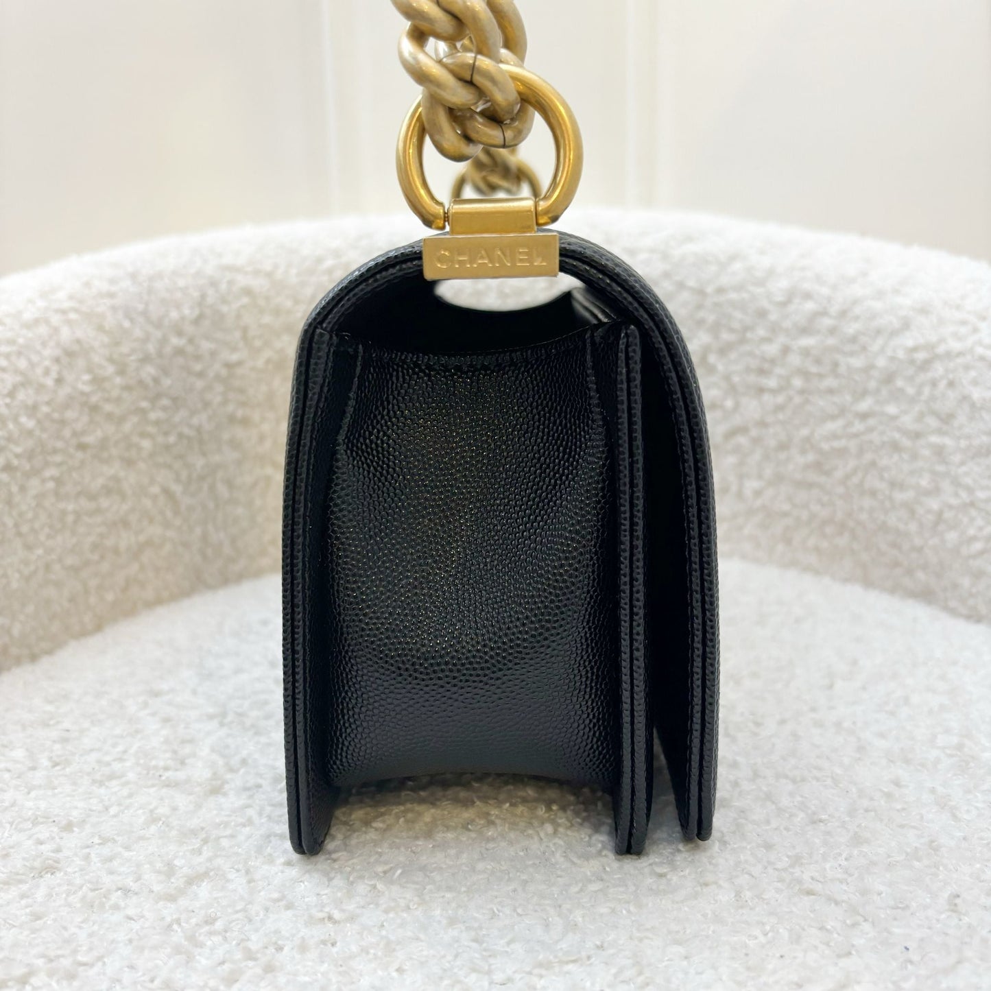 Chanel Small Boy Flap in Black Caviar and AGHW Accessory