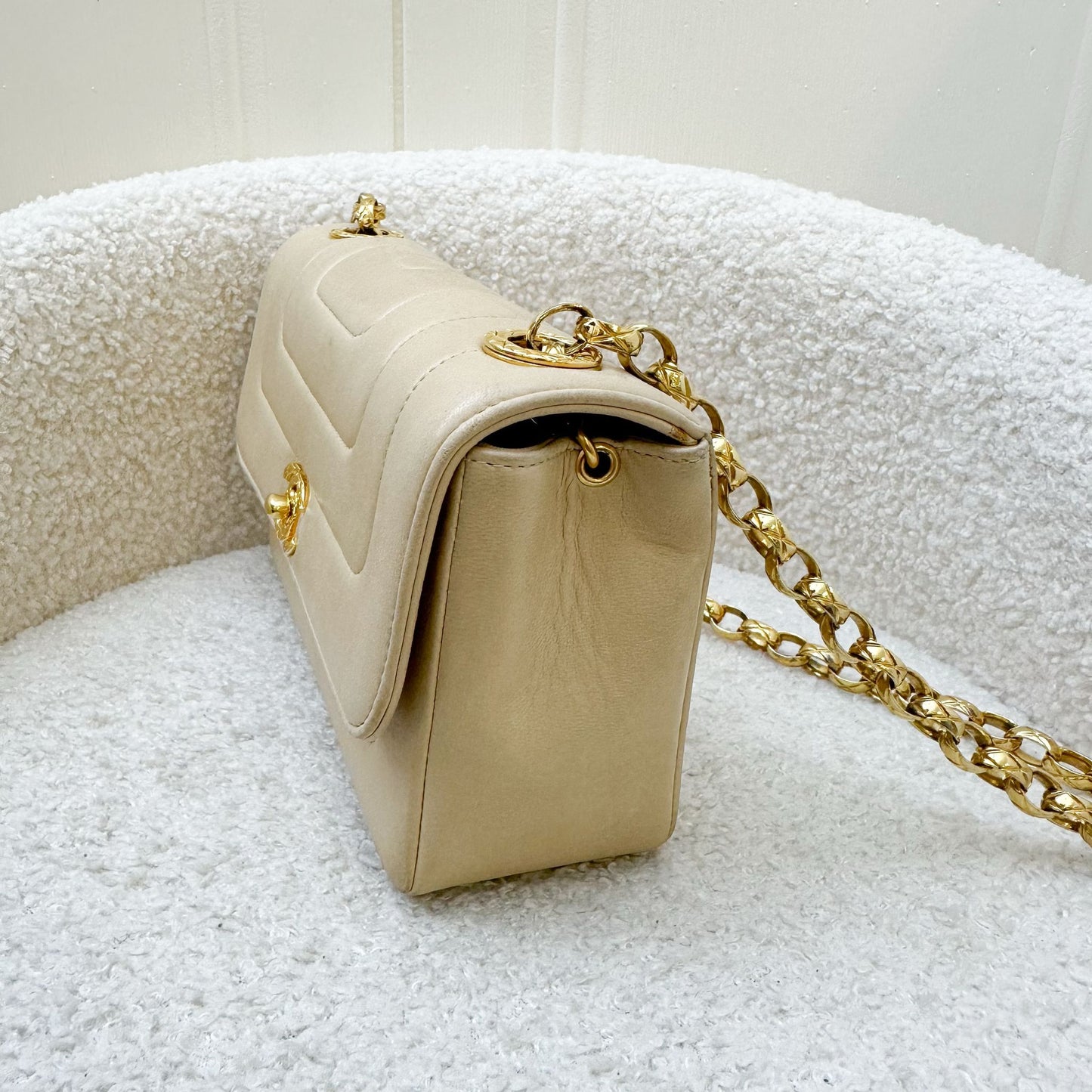 Chanel Mini Bijoux Chain Flap in Beige Lambskin and GHW Accessory