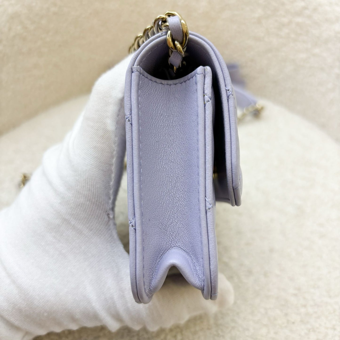 Chanel Ribbon Micro Flap Bag in Lilac Lambskin and AGHW