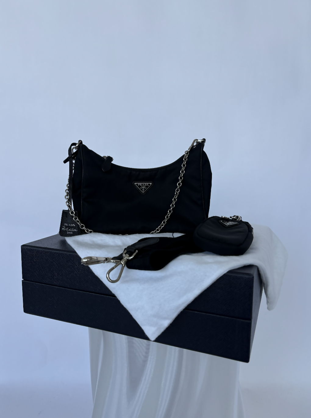 Prada Crossbody Bag Re-Editon - SET Nylon Black Shoulder Bag