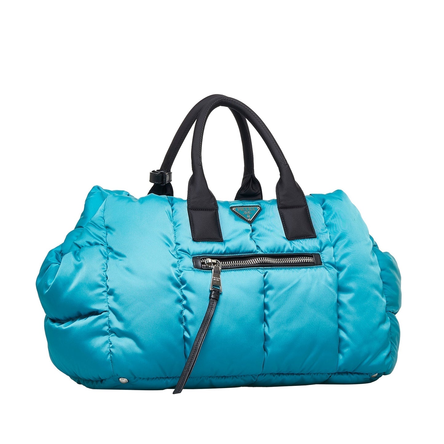 Prada Tessuto Bomber Luxury Handbag Nylon Blue Travel Bag