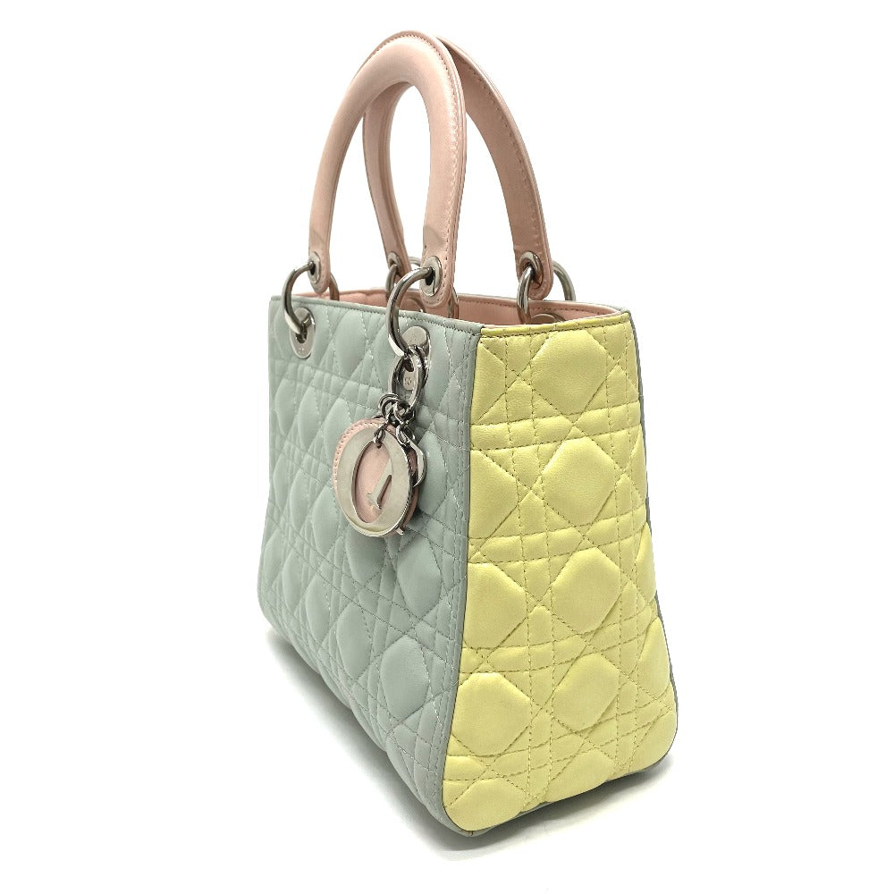Dior Handbag X Yellow X Canage Lady Women Leather Blue Travel Bag