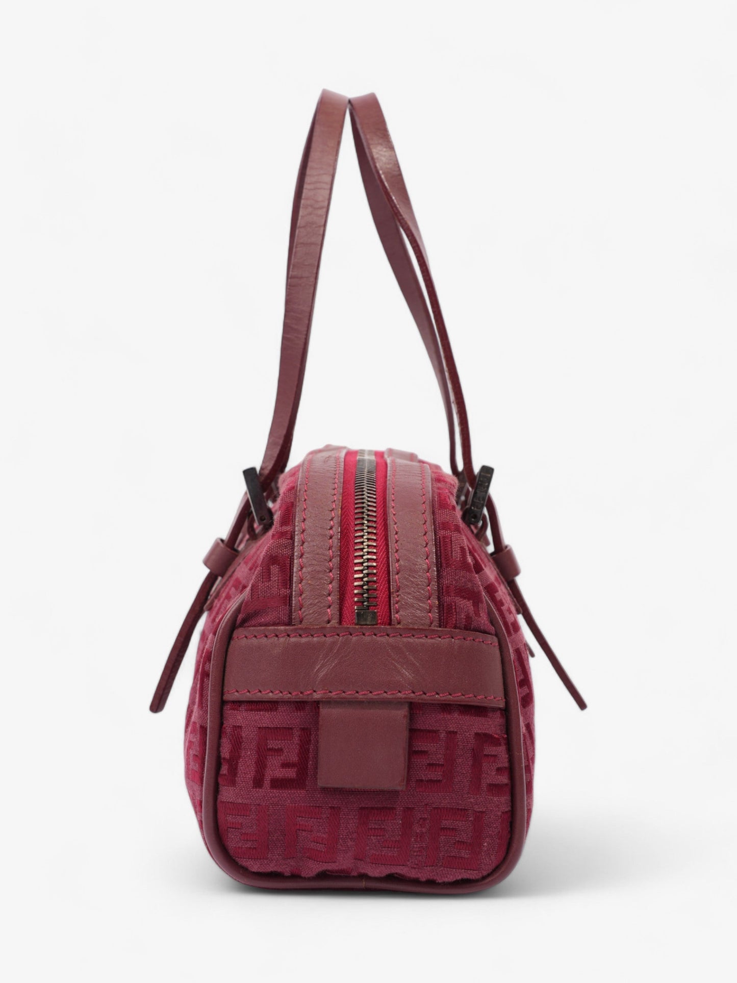Fendi Zucchino Handbag Canvas Red Travel Bag