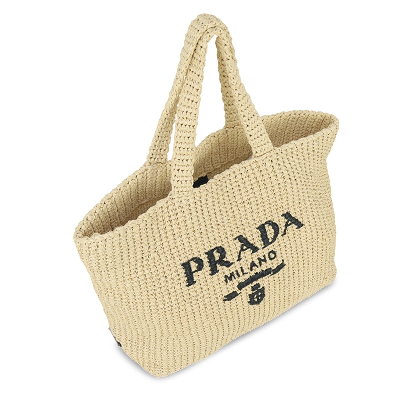 Prada Tote Bag Raffia Brown Logo