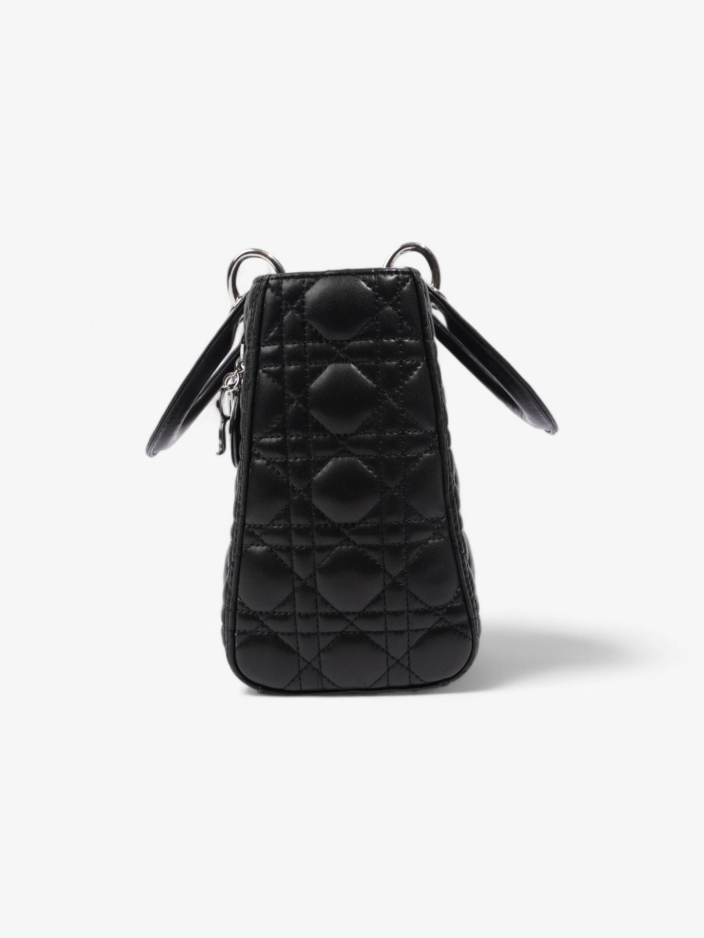 Dior Christian Lady Crossbody Bag Leather Black Medium