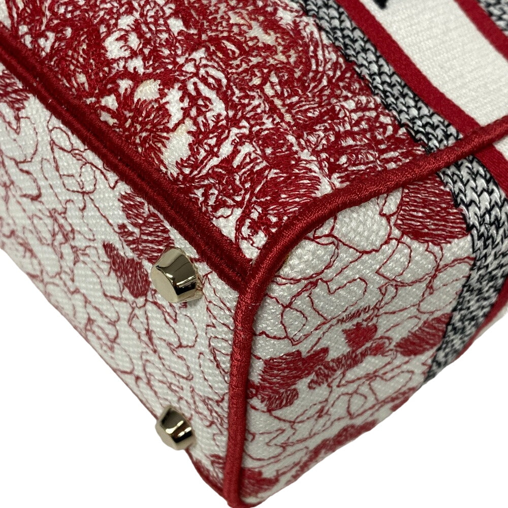 Dior Christian Handbag Way Handbag Lady Delight Women Canvas Red Travel Bag