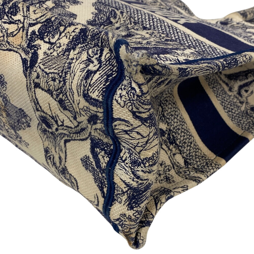 Dior Christian Tote Bag Toile De Jouy Embroidered Canvas White