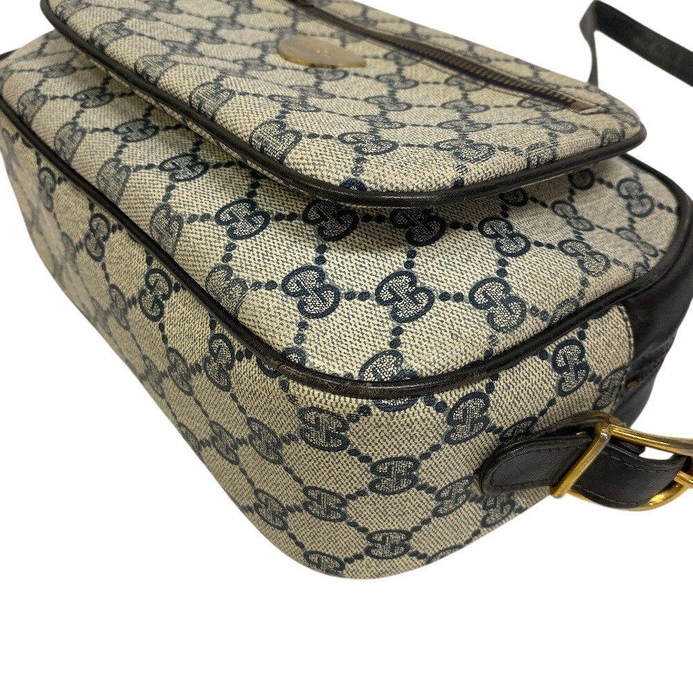 Gucci PVC, Old GG Unisex Leather Navy Logo Shoulder Bag