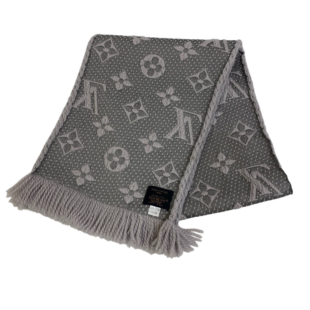 Louis Vuitton Scarf M74742 Silk Escalp mania Wool Gray Logo