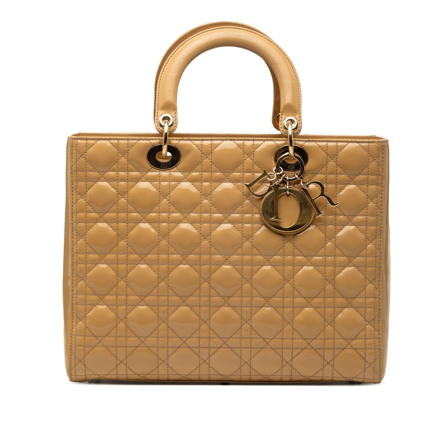 Dior Handbag Cannage Lady Satchel 4 Patent Brown Large Satchel Bag