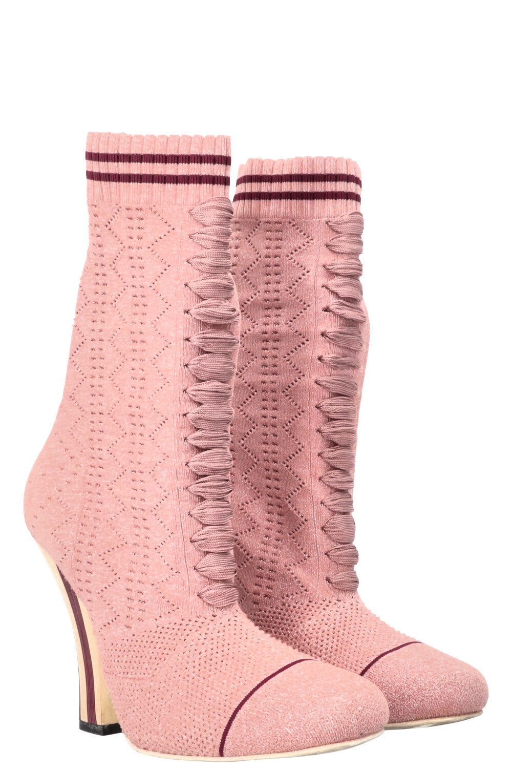 Fendi Boots Stretch Fabric Glitter Pink Shoes