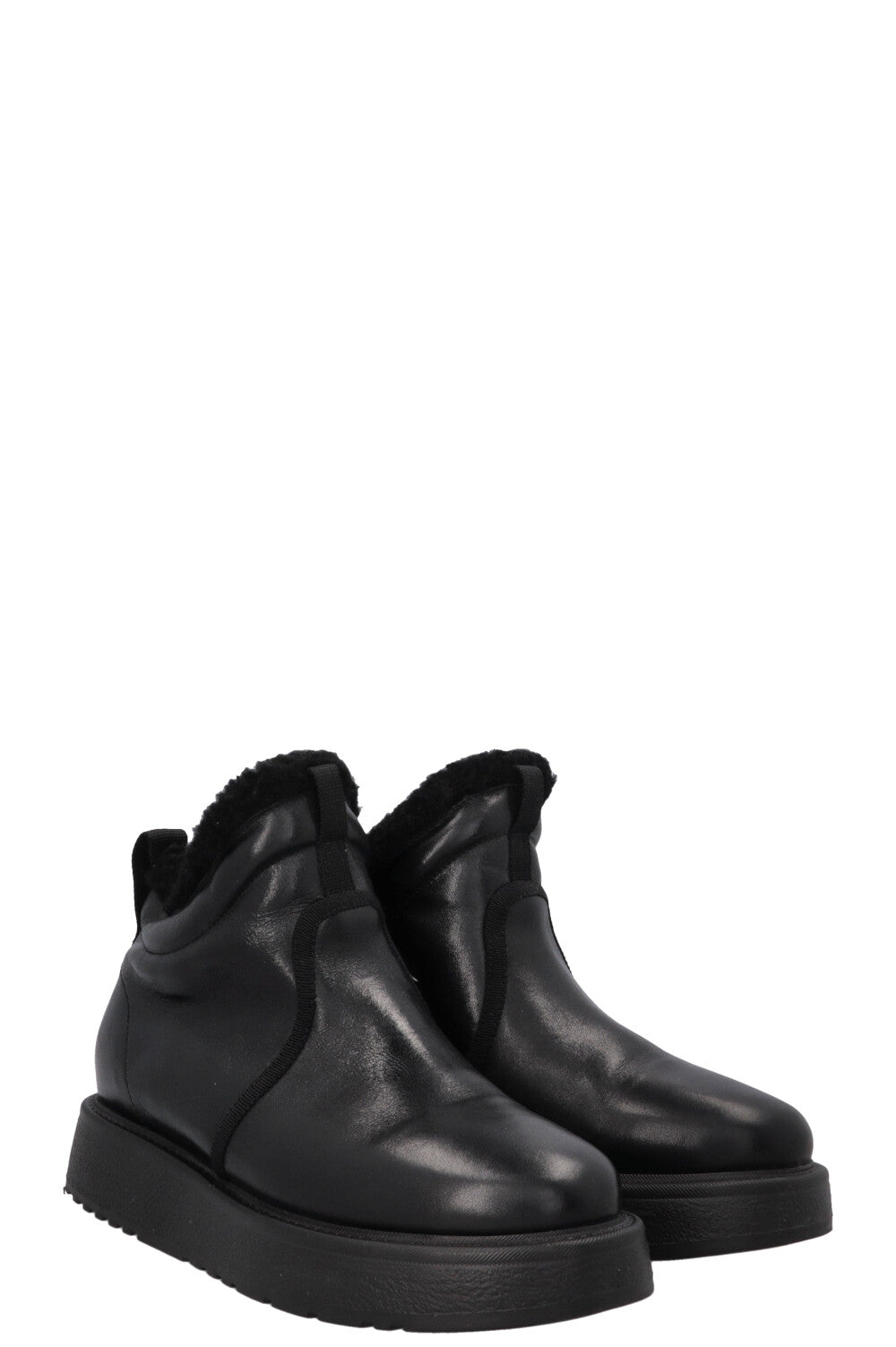 Dior Shearling Ankle Boots Leather Black Shoes