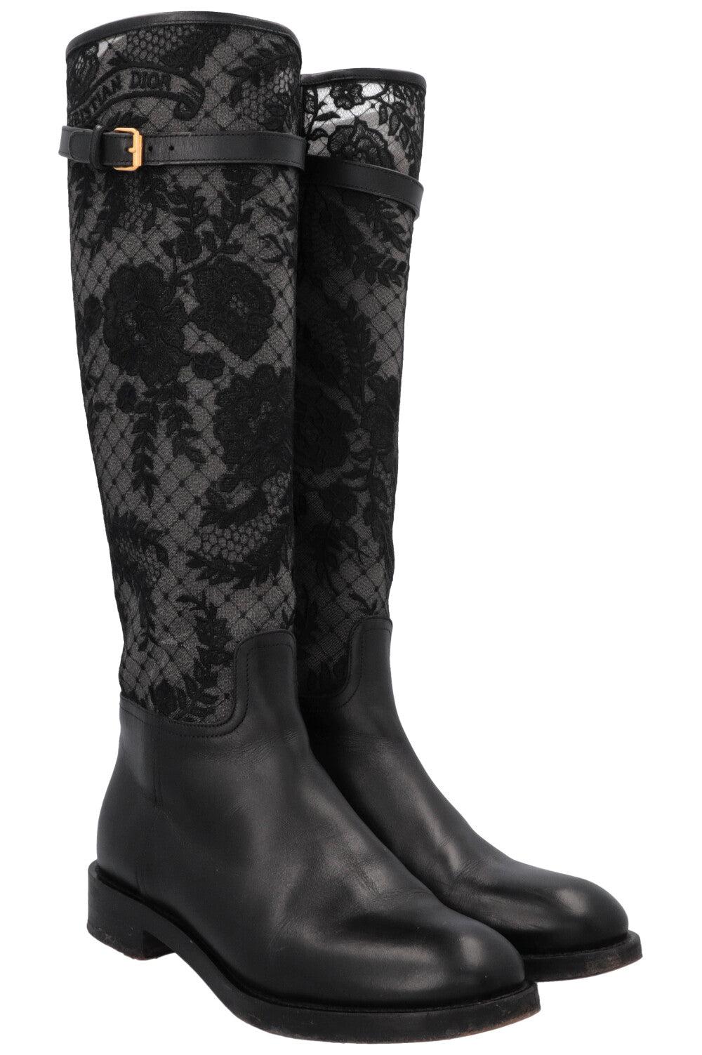 Dior Lace Boots Leather Black Shoes