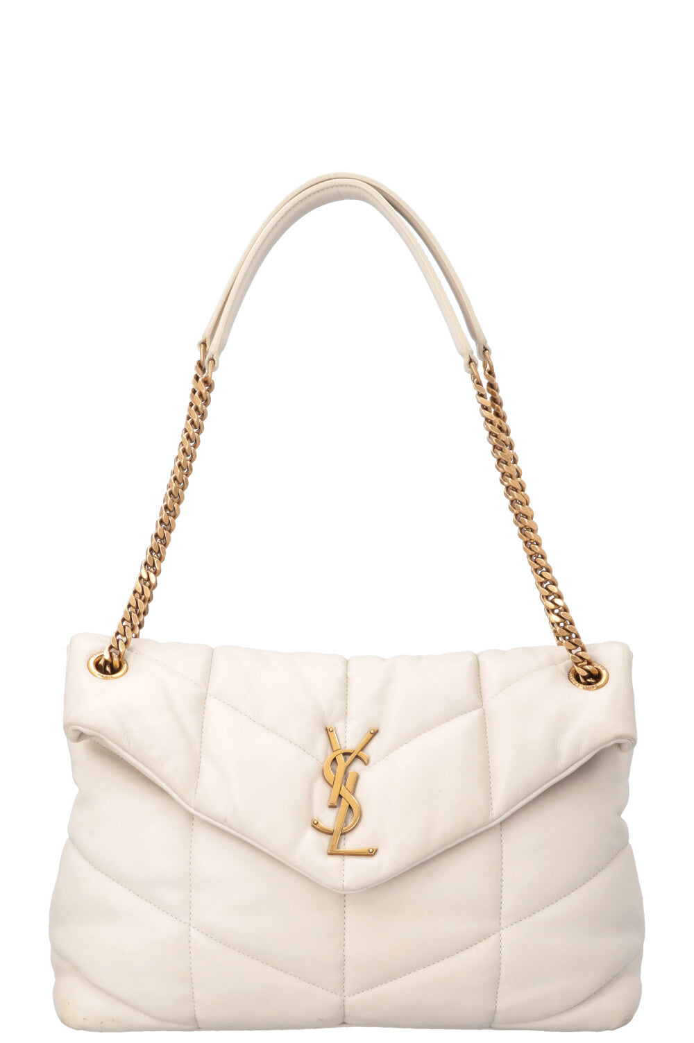 YSL Saint Laurent Crossbody Bag LouLou Puffer Ivory Medium