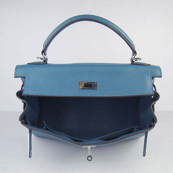Hermes Luxury Kelly Cm Togo Handbag Leather Blue Travel Bag