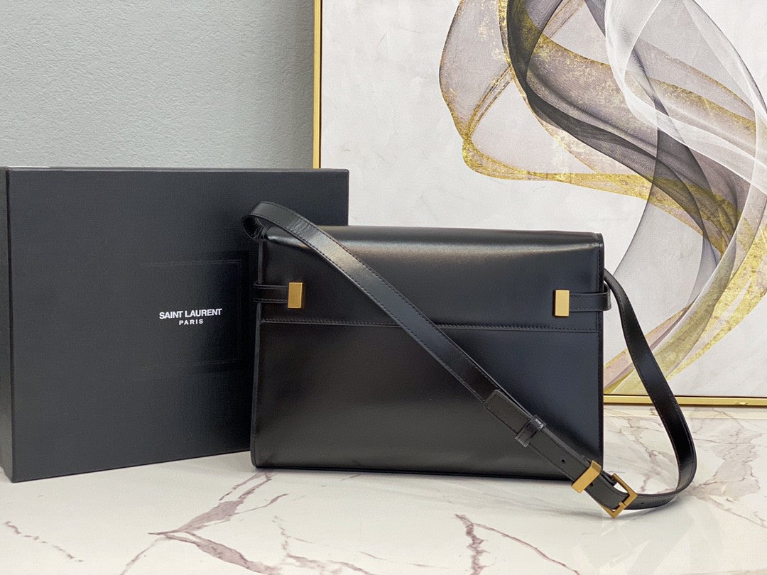YSL Saint Laurent Manhattan Box 11in 29cm Black Shoulder Bag