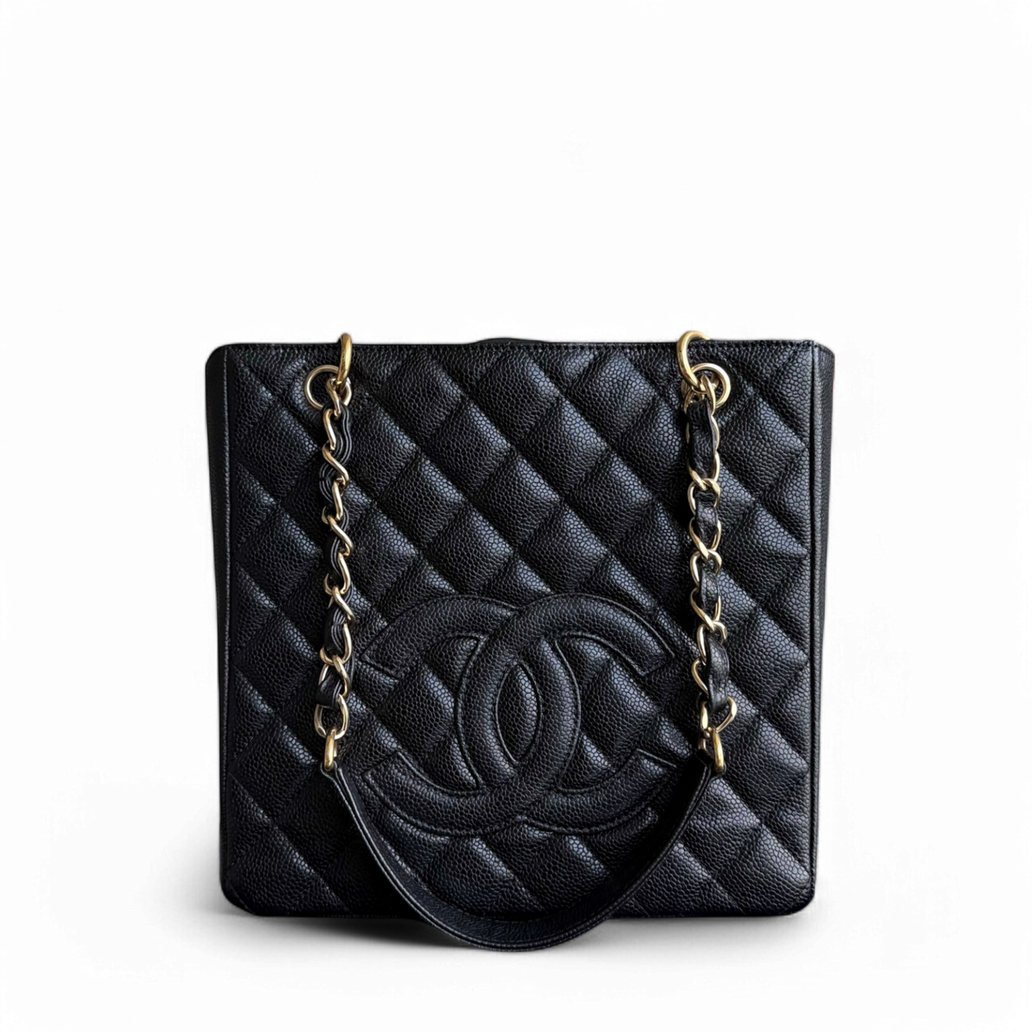 Chanel PST Petite Shopping Tote - Caviar Hardware Quilted Black Tote Bag Series 12