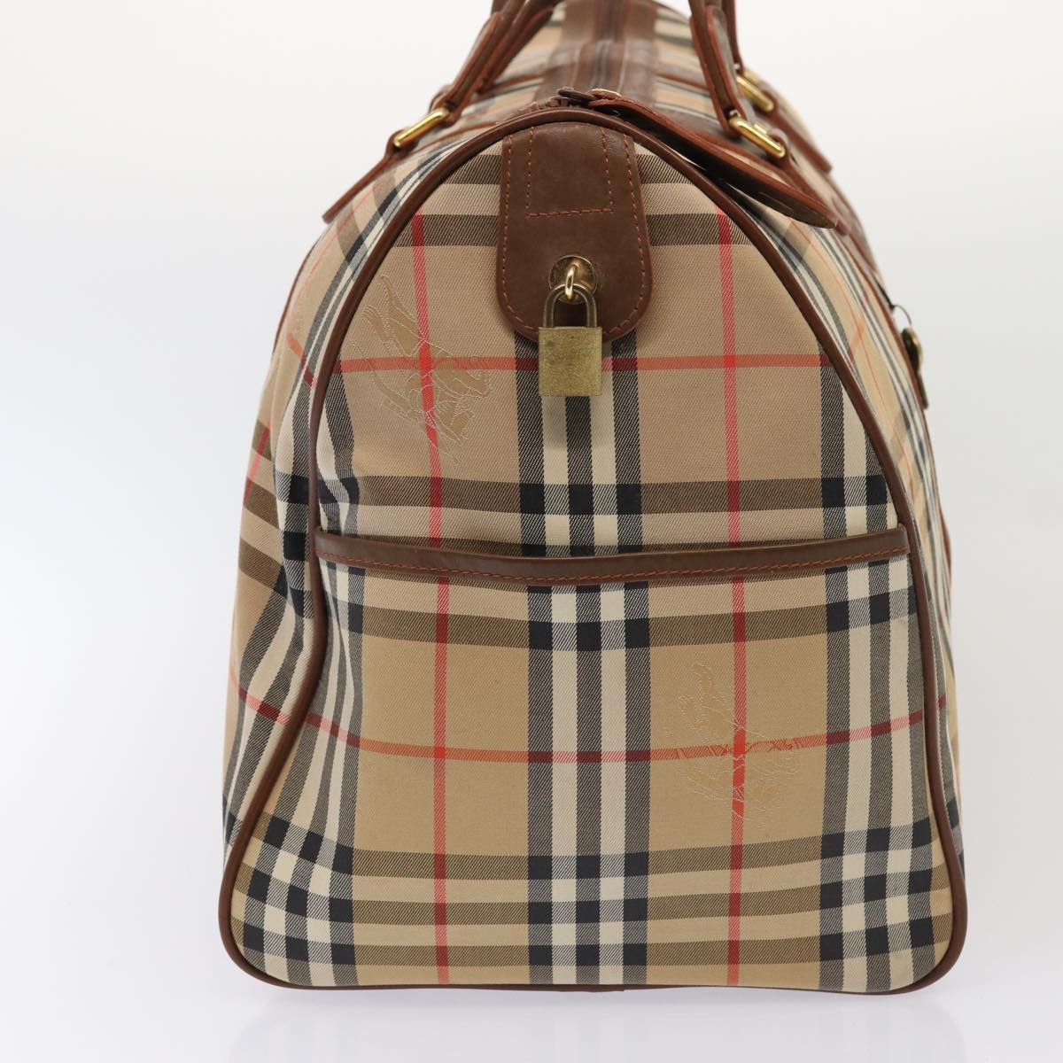 Burberry Luxury ss Nova Check Boston Bag Auth Am6446 Canvas Beige Travel Bag