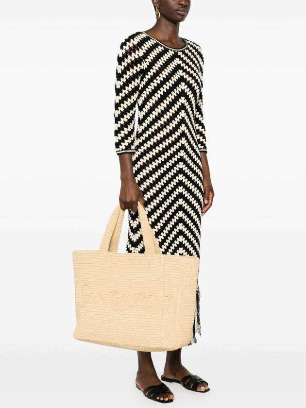 YSL Saint Laurent Luxury Trending Tote Bag Raffia Beige El 2063 1