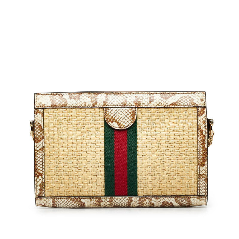 Gucci Ophidia Python Shoulder Bag Raffia Chain
