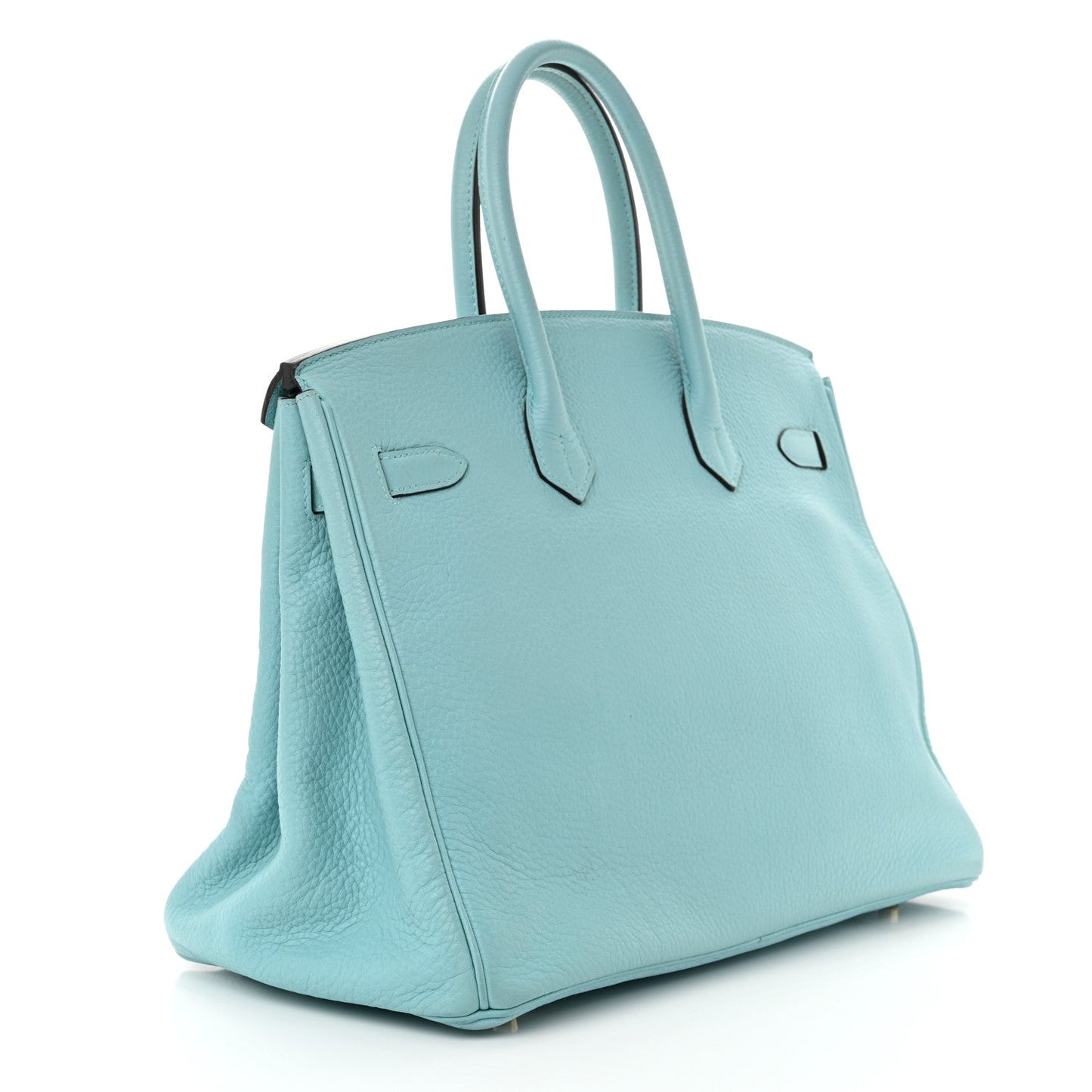 Hermes Taurillon Clemence Birkin Bleu Atoll Handbag Travel Bag