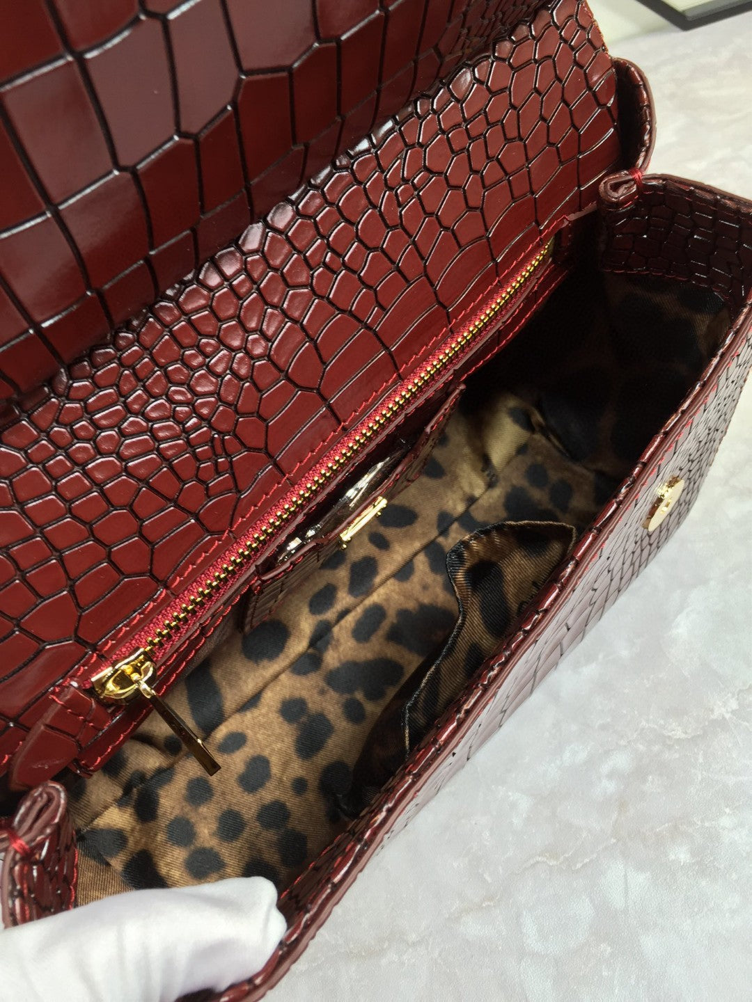 Top Quality Sicily Bag In Foiled Crocodile Medium Travel Bag