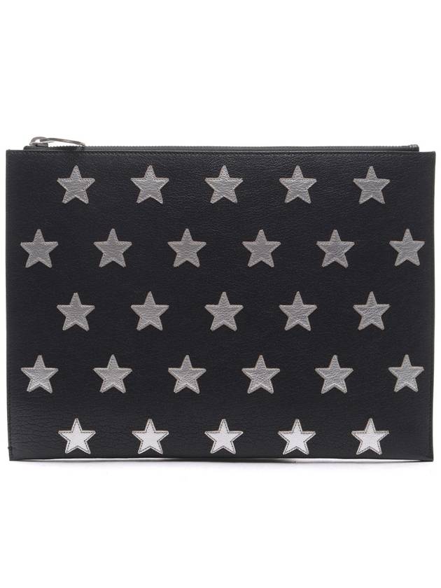 YSL Saint Laurent Saint Laurent Trending Star Patch Clutch Bag Leather Black