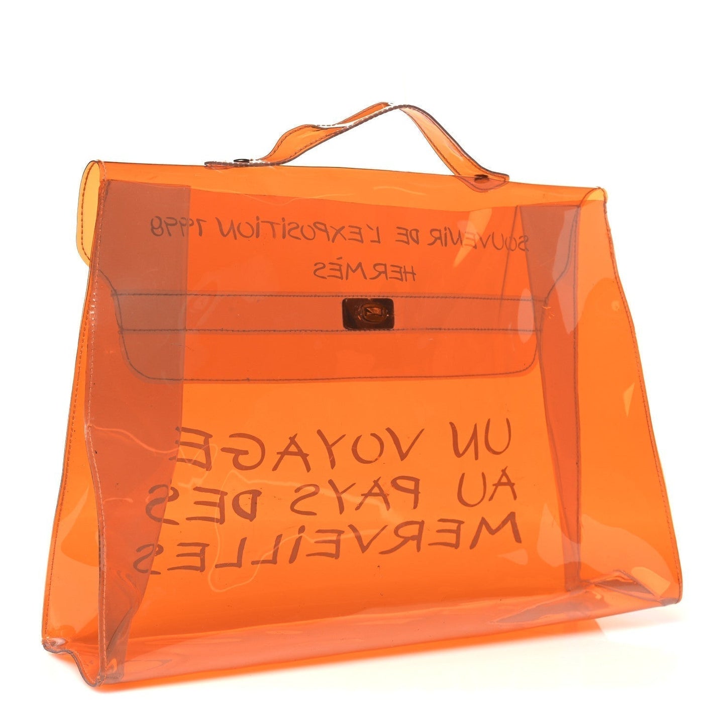 Hermes Vinyl Souvenir De Exposition Kelly Handbag Orange Travel Bag Kelly Orange 1760696