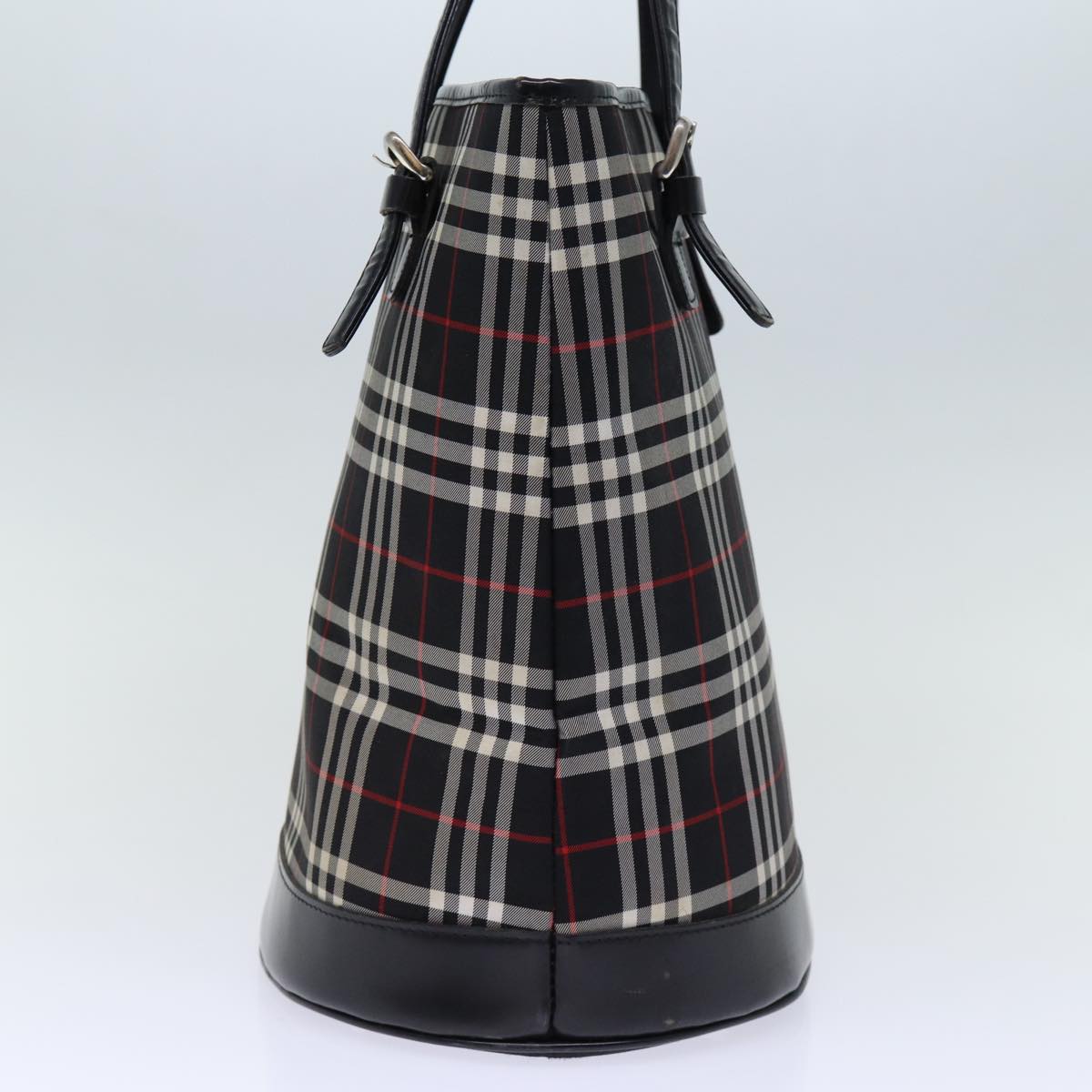 Burberry Luxury ss Nova Check Label Shoulder Bag Auth Canvas Black Blue