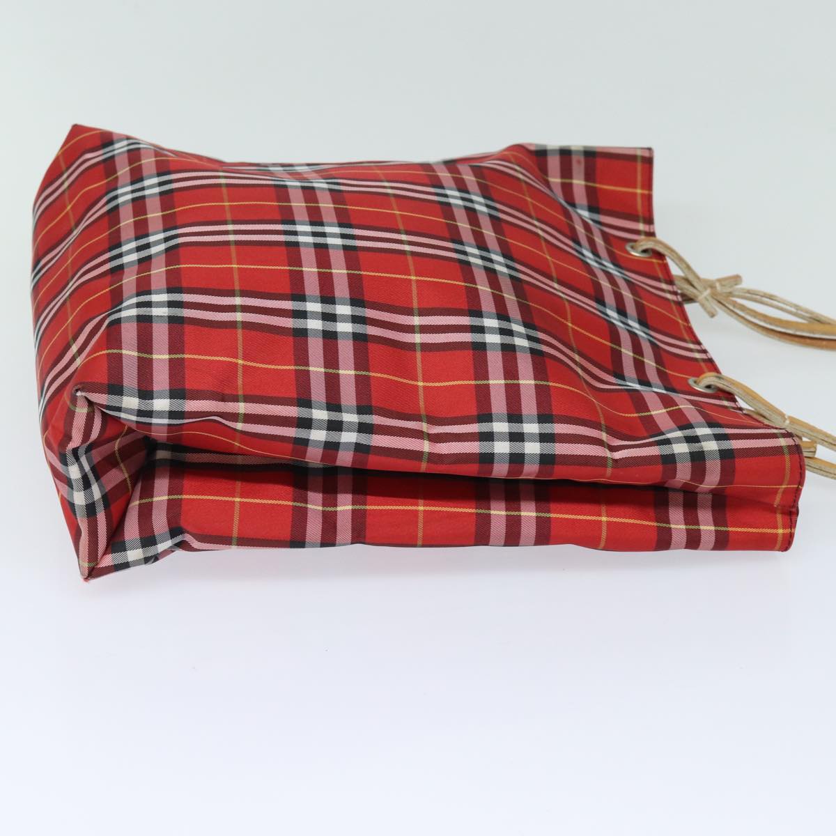 Burberry Luxury Nova Check Tote Bag Auth Bs15730 Canvas Red