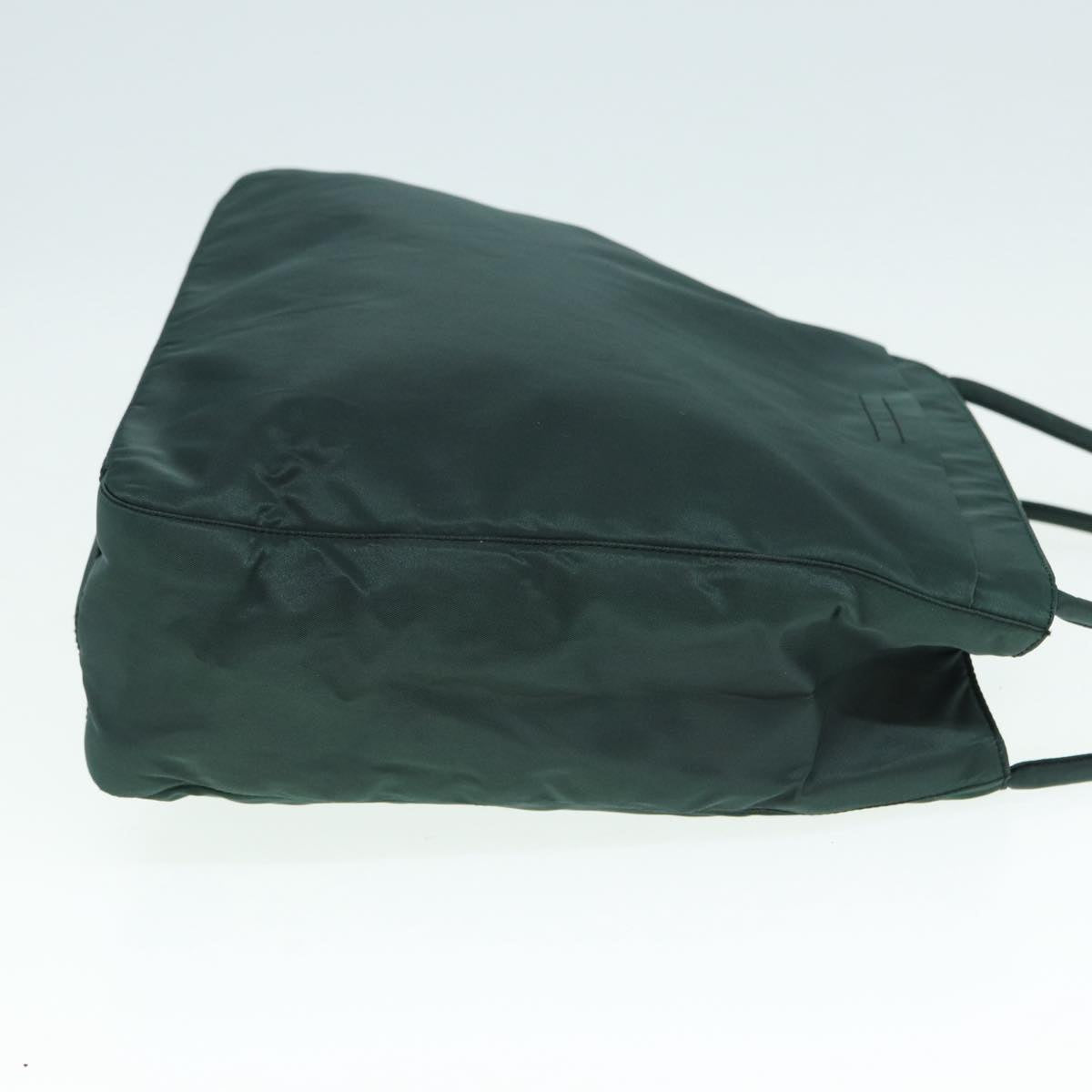 Prada Hand Bag Auth Nylon Green Silver Travel Bag Silver Auth Bs17499