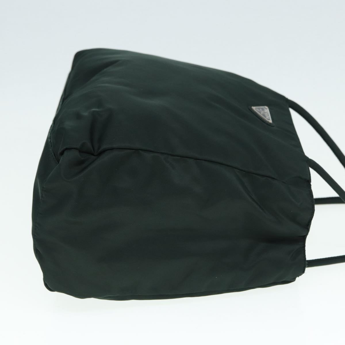 Prada Hand Bag Auth Nylon Green Silver Travel Bag Silver Auth Bs17500