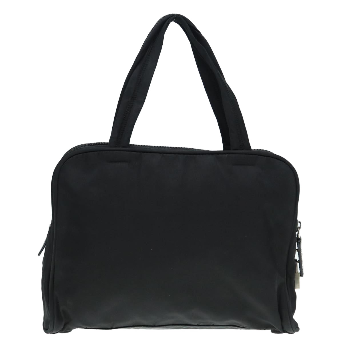 Prada Hand Bag Auth Nylon Black Silver Travel Bag Silver Auth Bs17516