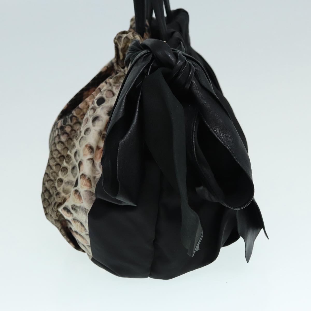 Prada Hand Bag Auth Nylon Black Gold Travel Bag Gold Auth Bs17580