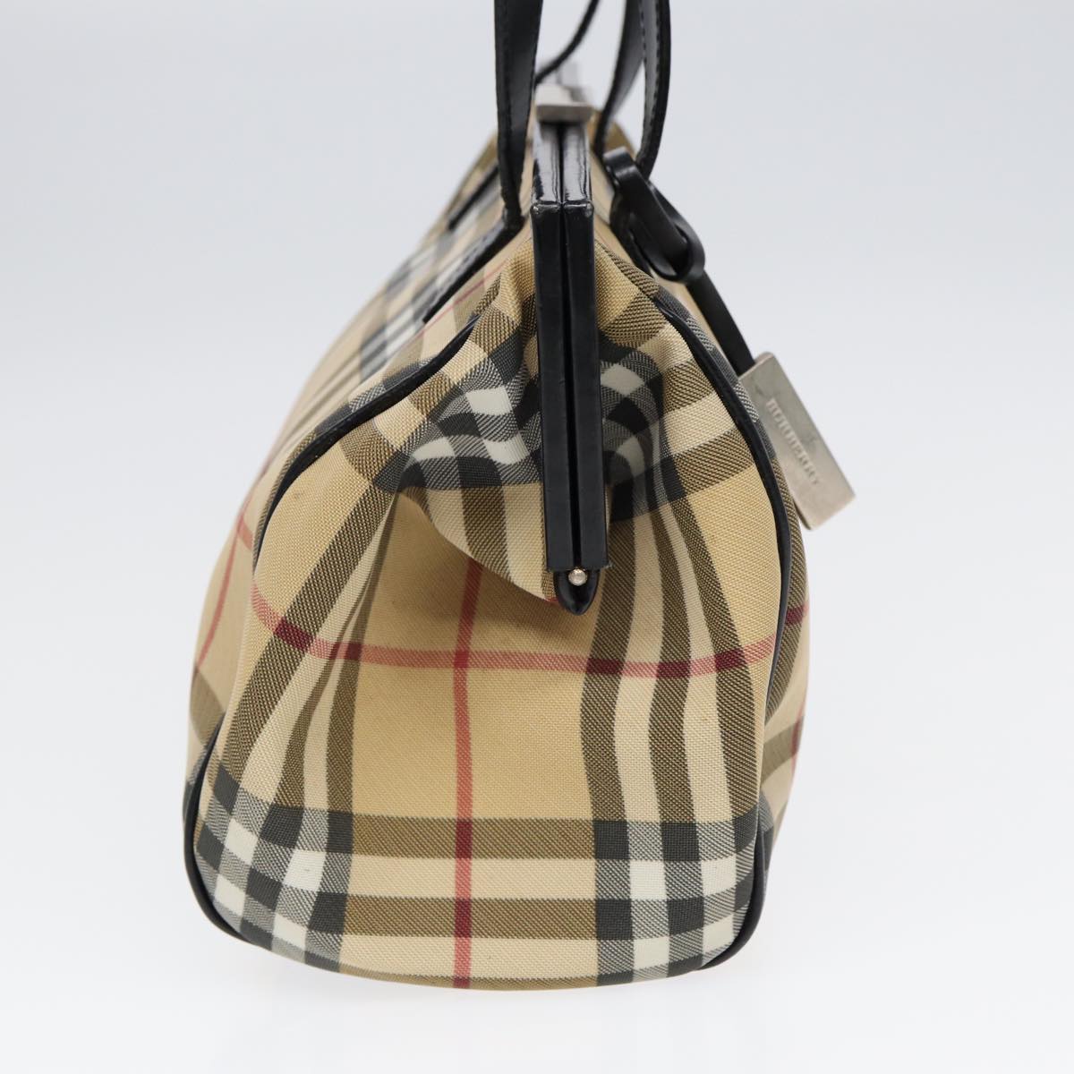 Burberry Luxury Nova Check Shoulder Bag Pvc Auth Bs17694 Beige Silver