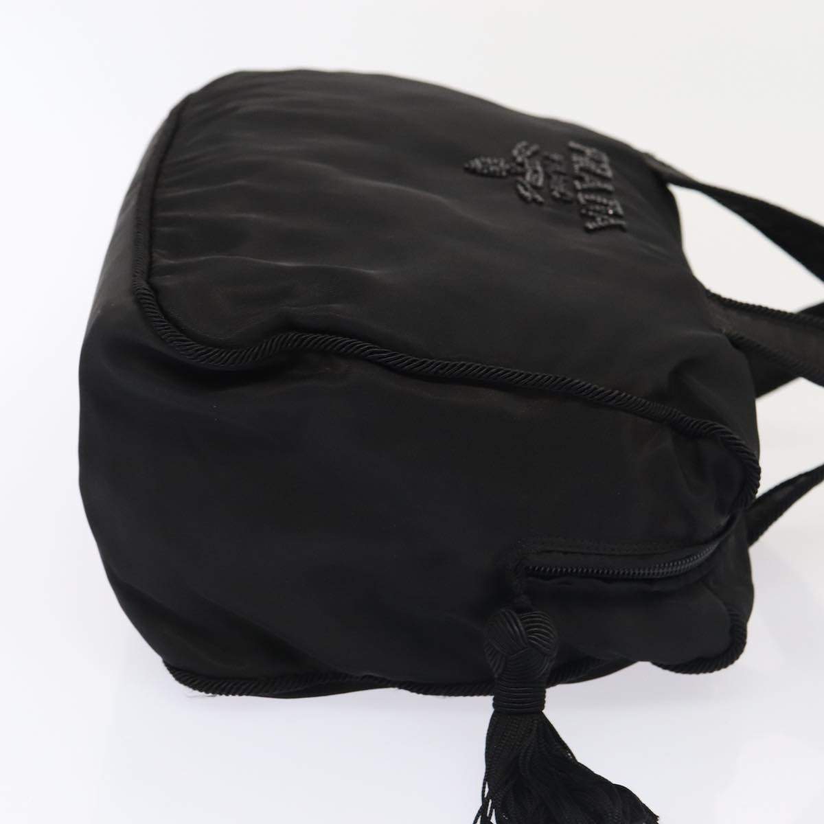 Prada Hand Bag Auth Nylon Black Silver Travel Bag