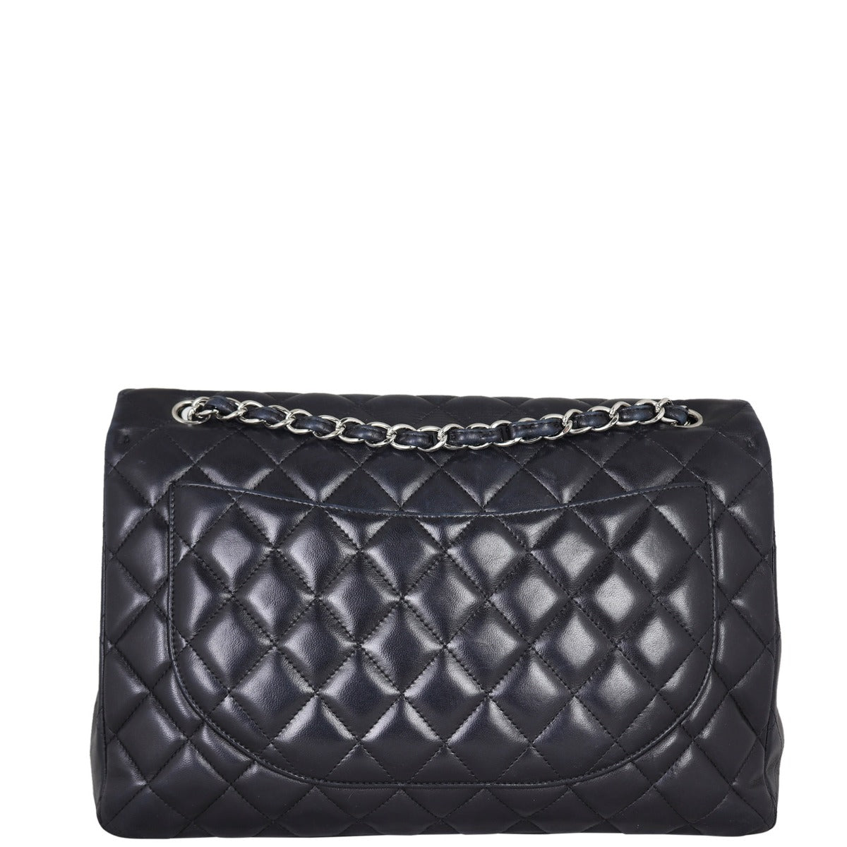 Chanel Classic Single Maxi Lambskin Handbag Black Flap